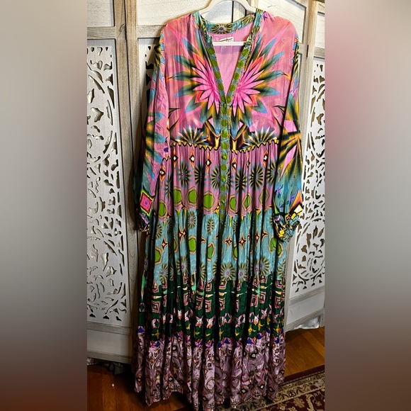 Anthropologie x Seventh Heaven Saddartha  Bansal Mixed Print Maxi Dress - Picture 4 of 8